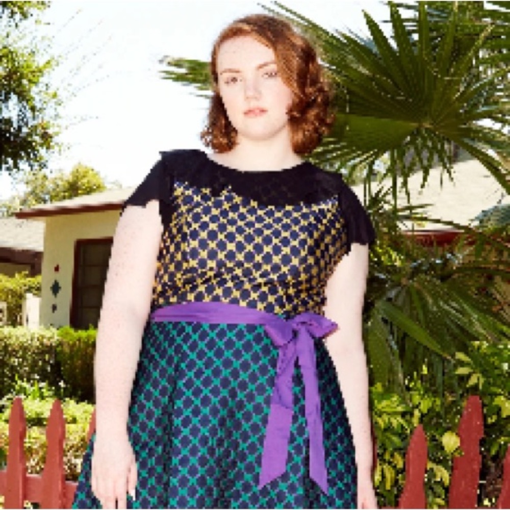 Eloquii Black, Green Patterned Dress